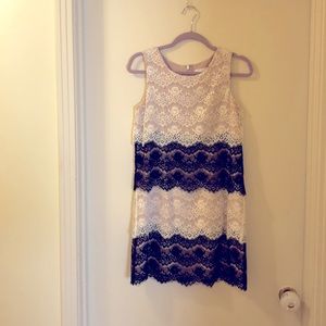 Ivory and black lace dress